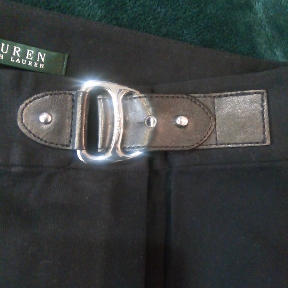 Ralph Lauren Black Pencil Skirt with Buckle Detail, Sz 10 - Picture 6 of 12